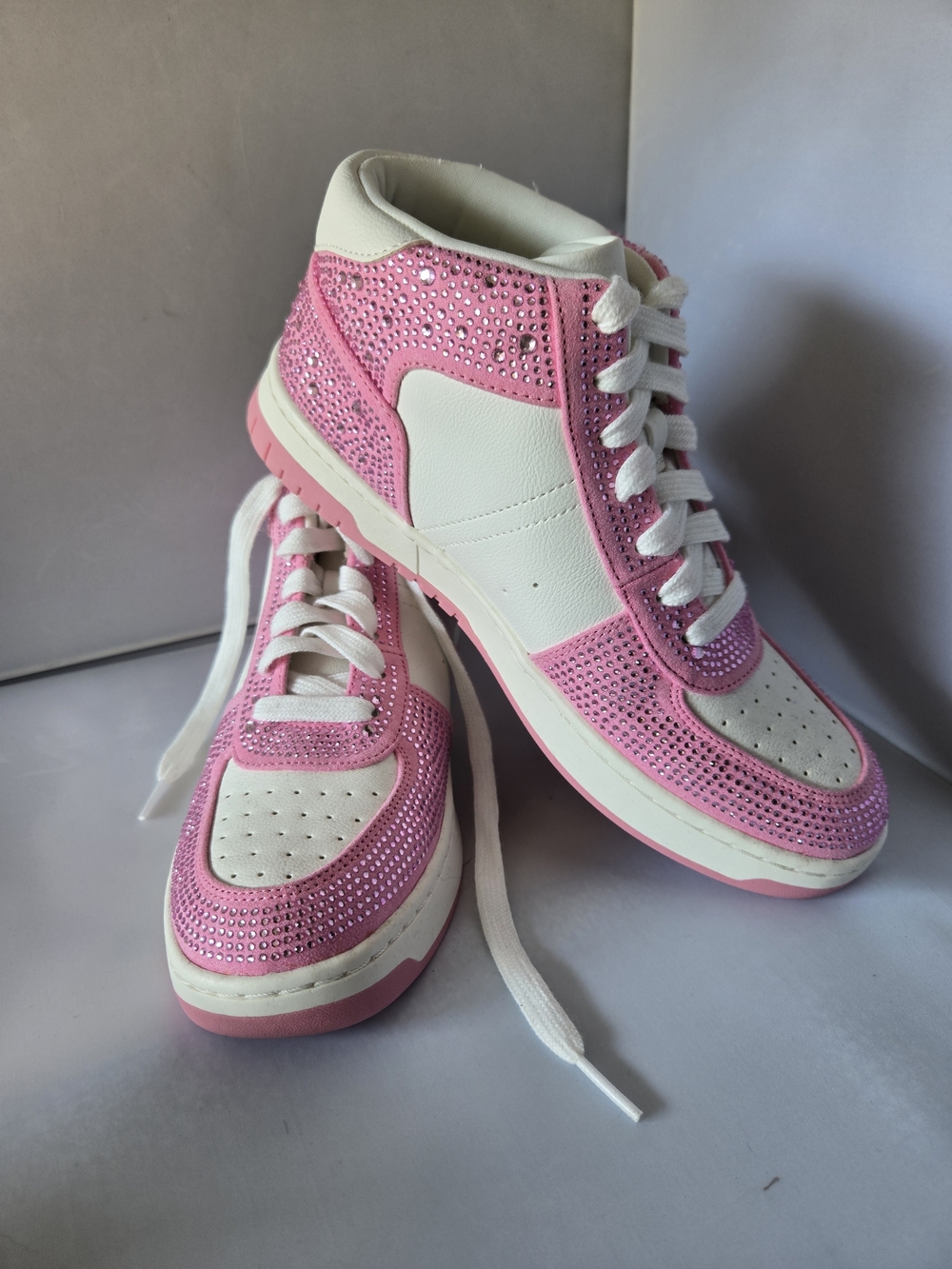 Wild Pair Pink and White Rhinestone Accent Sneakers - Picture 2 of 5